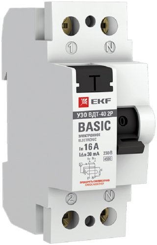Выключатель дифференциального тока УЗО EKF Basic ВДТ-40 2п 16А 30мА 4,5,кА тип AC фото Выключатель дифференциального тока УЗО EKF Basic ВДТ-40 2п 16А 30мА 4,5,кА тип AC картинка